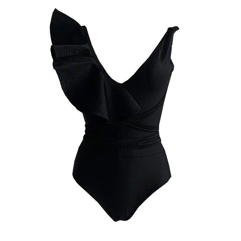 Lux White Ruffled backless Swimsuit