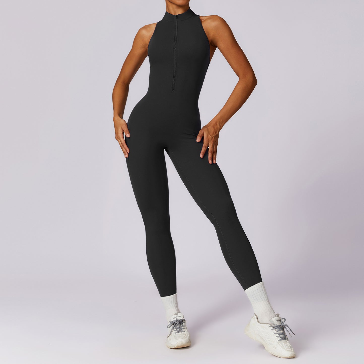 Anti sweat Zipper Yoga Jumpsuit for Training
