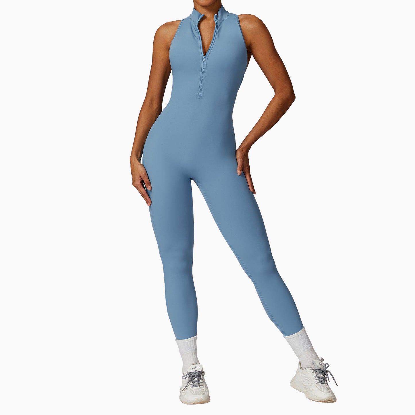Anti sweat Zipper Yoga Jumpsuit for Training