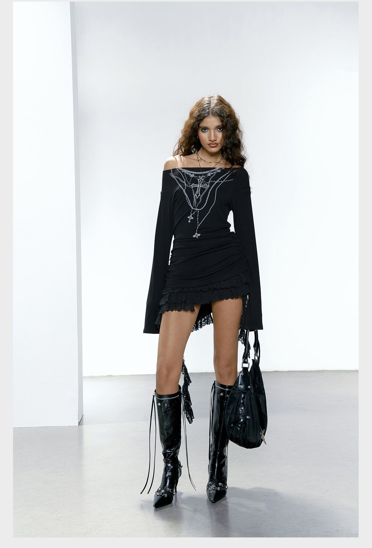 Chain Embroidery Skirt Dress