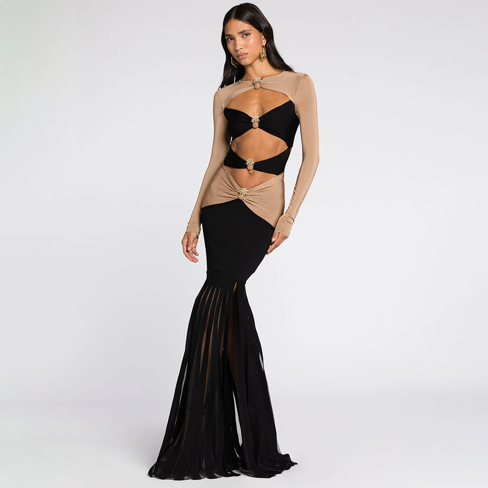 Hollow Mesh Long Dress