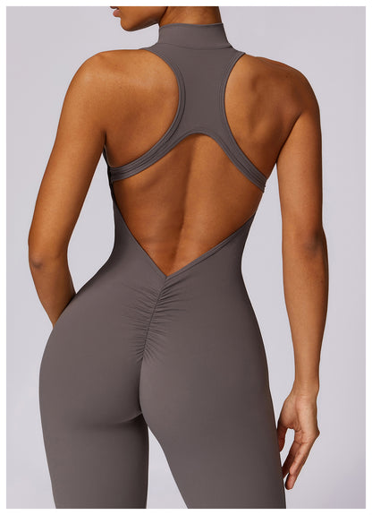 Anti sweat Zipper Yoga Jumpsuit for Training
