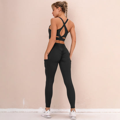 Double-sided Nylon Back Bra Yoga Set