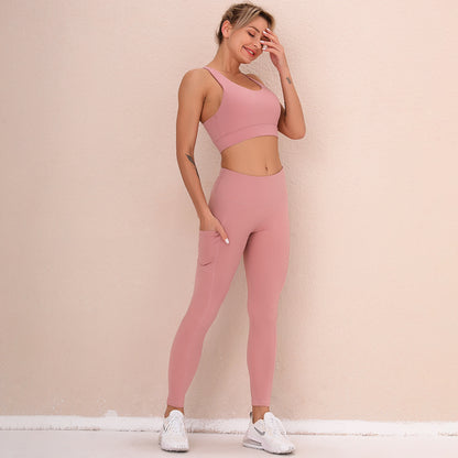 Double-sided Nylon Back Bra Yoga Set
