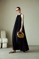Organ Pleated Pleated Skirt Holiday Halter Dress