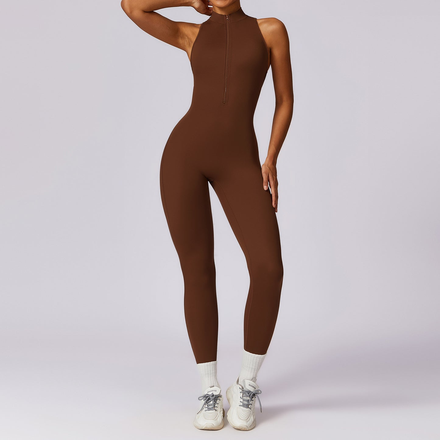 Anti sweat Zipper Yoga Jumpsuit for Training
