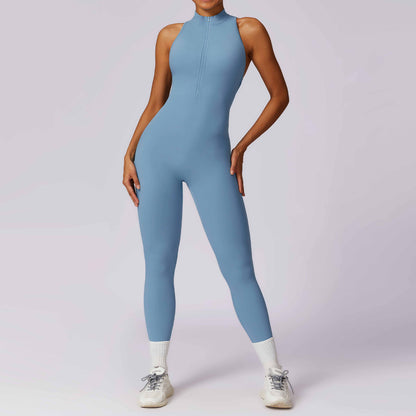 Anti sweat Zipper Yoga Jumpsuit for Training